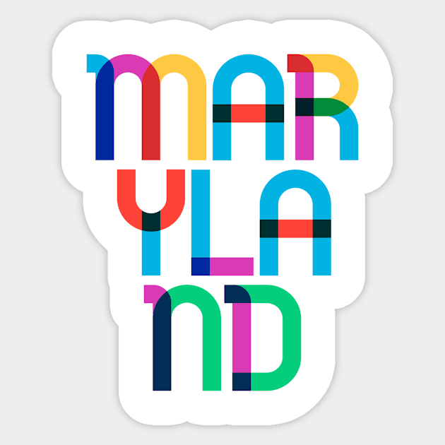 Maryland State Mid Century, Pop Art Mondrian Sticker by Hashtagified